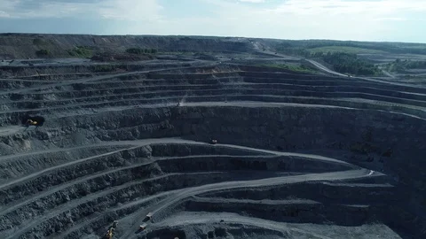 Pit on open-pit mining of minerals in Russia, Siberia Stock Footage 103313331