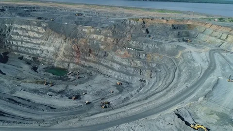 Pit on open-pit mining of minerals in Russia, Siberia Video stock 103314413