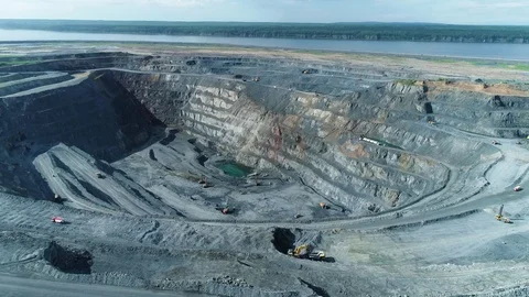 Pit on open-pit mining of minerals in Russia, Siberia Video stock 103317976