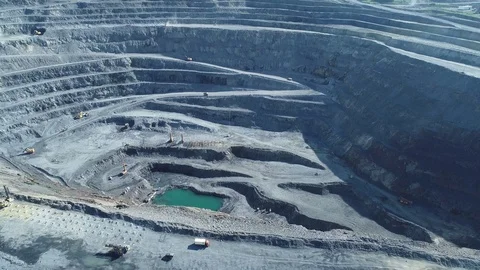 Pit on open-pit mining of minerals in Russia, Siberia Video stock 103322923