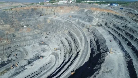Pit on open-pit mining of minerals in Russia, Siberia Video stock 103323139