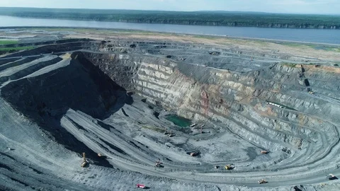 Pit on open-pit mining of minerals in Russia, Siberia Video stock 103365962