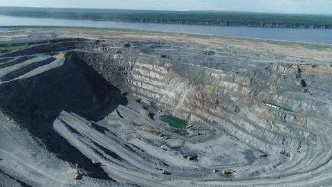 Pit on open-pit mining of minerals in Russia, Siberia Video stock 103366174