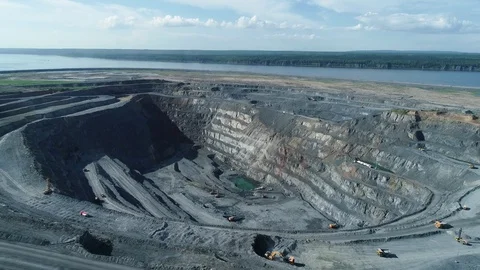 Pit on open-pit mining of minerals in Russia, Siberia Video stock 103366517
