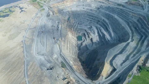 Pit on open-pit mining of minerals in Russia, Siberia Video stock 103421525