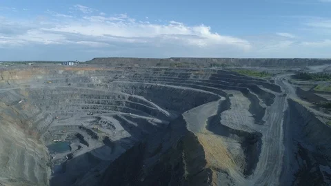 Pit on open-pit mining of minerals in Russia, Siberia Video stock 103443083