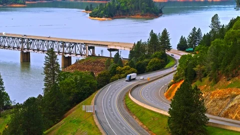 Pit River Bridge over Shasta lake Stock-Footage 76821785