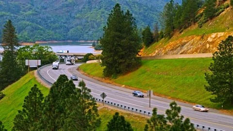 Pit River Bridge over Shasta lake Stock Footage 76822002
