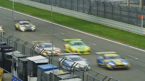 Pit Stop - Car Racing - Auto Race - Slow Motion - Racing Track - Motor Sports Stock Footage 128740628