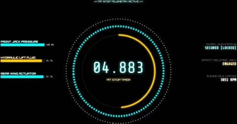 Pit Stop Countdown Digital Stopwatch HUD Loop Stock Footage 346747177