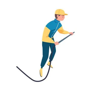 Pit Stop with Man Character Repair Motor Car Refueling Vector Illustration Stock Illustration