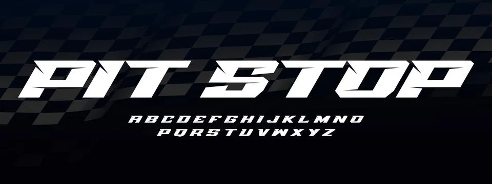 Pit Stop Typography Vector – Bold Motorsport Lettering Illustrazione stock