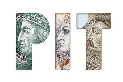 PIT Text Made of Polish Banknotes on White Stock Illustration