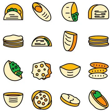 Pita bread icons set vector flat Stock Illustration