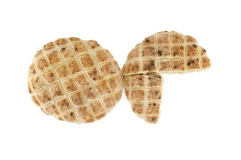 Pita flat-bread toasted of a grid pattern over white Pita flat-breads with... 写真素材
