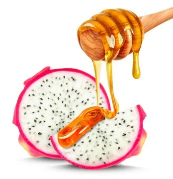 Pitaya and honey Stock Photos