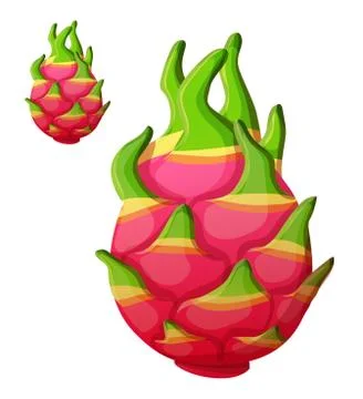 Pitaya (Dragon fruit) fruit. Vector icon isolated Stock Illustration