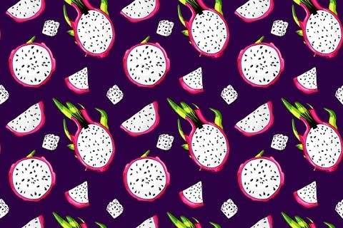 Pitaya, dragon fruit slice pattern Stock Illustration