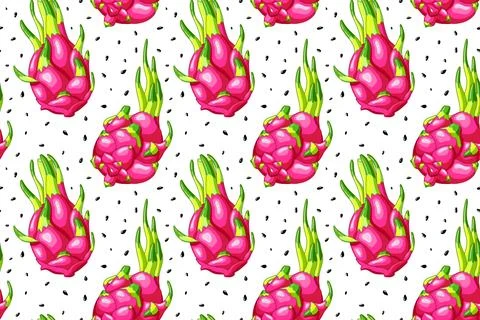 Pitaya fresh organic seamless pattern Stock Illustration