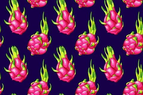 Pitaya fresh organic seamless pattern Stock Illustration