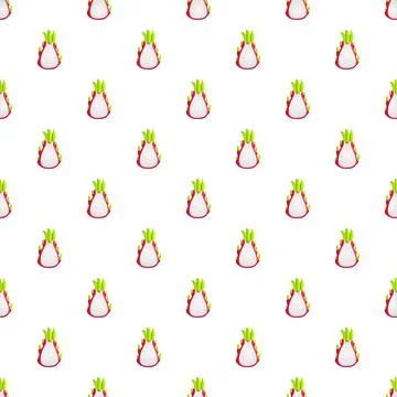 Pitaya halves creating fresh tropical fruit pattern background Stock Illustration