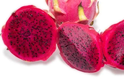 Pitaya or Dragon Fruit isolated on white background Stock Photos