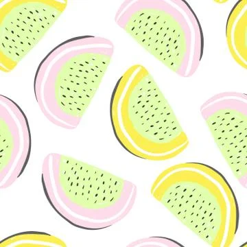 Pitaya seamless pattern. Fresh dragon fruit purple, yellow and green summer Stock Illustration