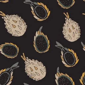 Pitaya texture stylized seamless pattern rapport vector Stock Illustration