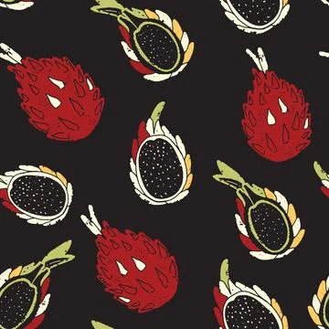 Pitaya texture stylized seamless pattern rapport vector Stock Illustration