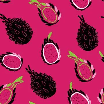 Pitaya texture stylized seamless pattern rapport vector Stock Illustration