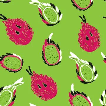 Pitaya texture stylized seamless pattern rapport vector Stock Illustration