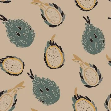 Pitaya texture stylized seamless pattern rapport vector Stock Illustration