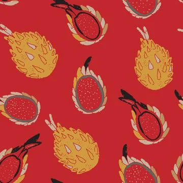 Pitaya texture stylized seamless pattern rapport vector Stock Illustration