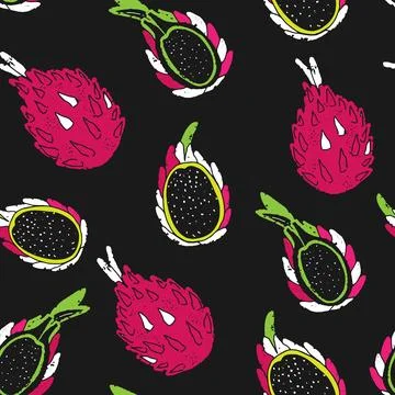 Pitaya texture stylized seamless pattern rapport vector Stock Illustration