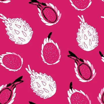 Pitaya texture stylized seamless pattern rapport vector Stock Illustration