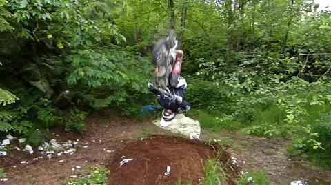Pitbike backflip fail Stock Footage 43503271