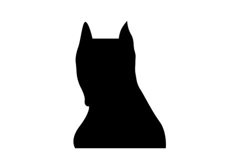Pitbull face silhouette on white background Stock Illustration
