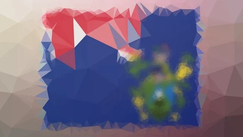 Pitcairn Flag ISO:PN dissolving techno tessellation looping animated triangle Video stock 109239906