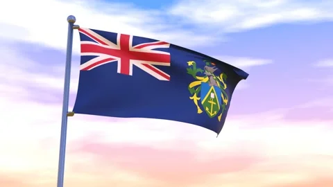 Pitcairn Flag waving in the high wind Stock Footage 154873534