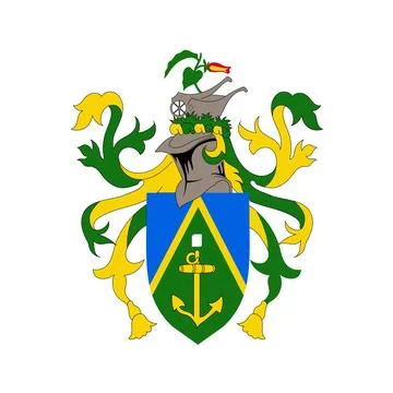 Pitcairn Islands Coat of Arms Vector - National Emblem featuring HMS Bounty.. 스톡 일러스트