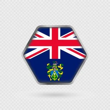 Pitcairn Islands flag in a hexagon frame. Stock Illustration