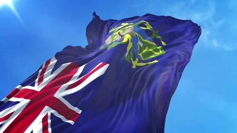 Pitcairn Islands Flag Low Angle View Stock Footage 295695104