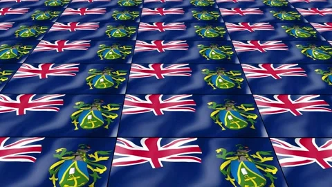 Pitcairn Islands flag wave 3d rotating view animated wallpaper background Video stock 264315235