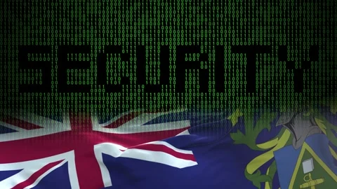Pitcairn Islands flag - Waving flag on matrix binary code background Stock Footage 321422494