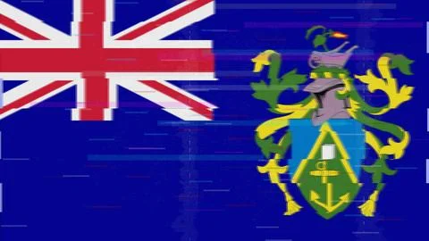 Pitcairn Islands Glitch Flag Vector - RGB Split Digital Video Frame Design Stockillustratie