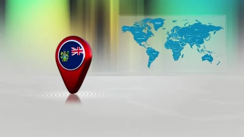 Pitcairn World Map Pin Location Background Loop 4k Video stock 343156967