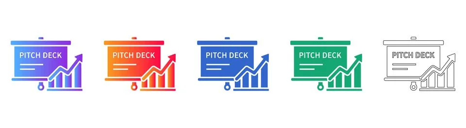Pitch Deck Presentation Slide Icon Set Stock Illustration