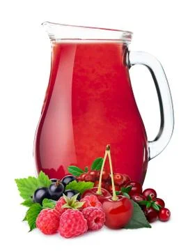 Pitcher of berry juice Stock Photos