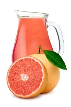 Pitcher of grapefruit juice Stock Photos
