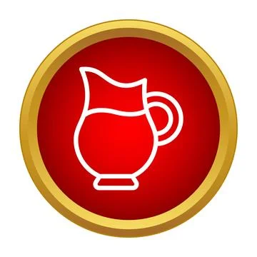 Pitcher icon with liquid inside red circle Stock Illustration
